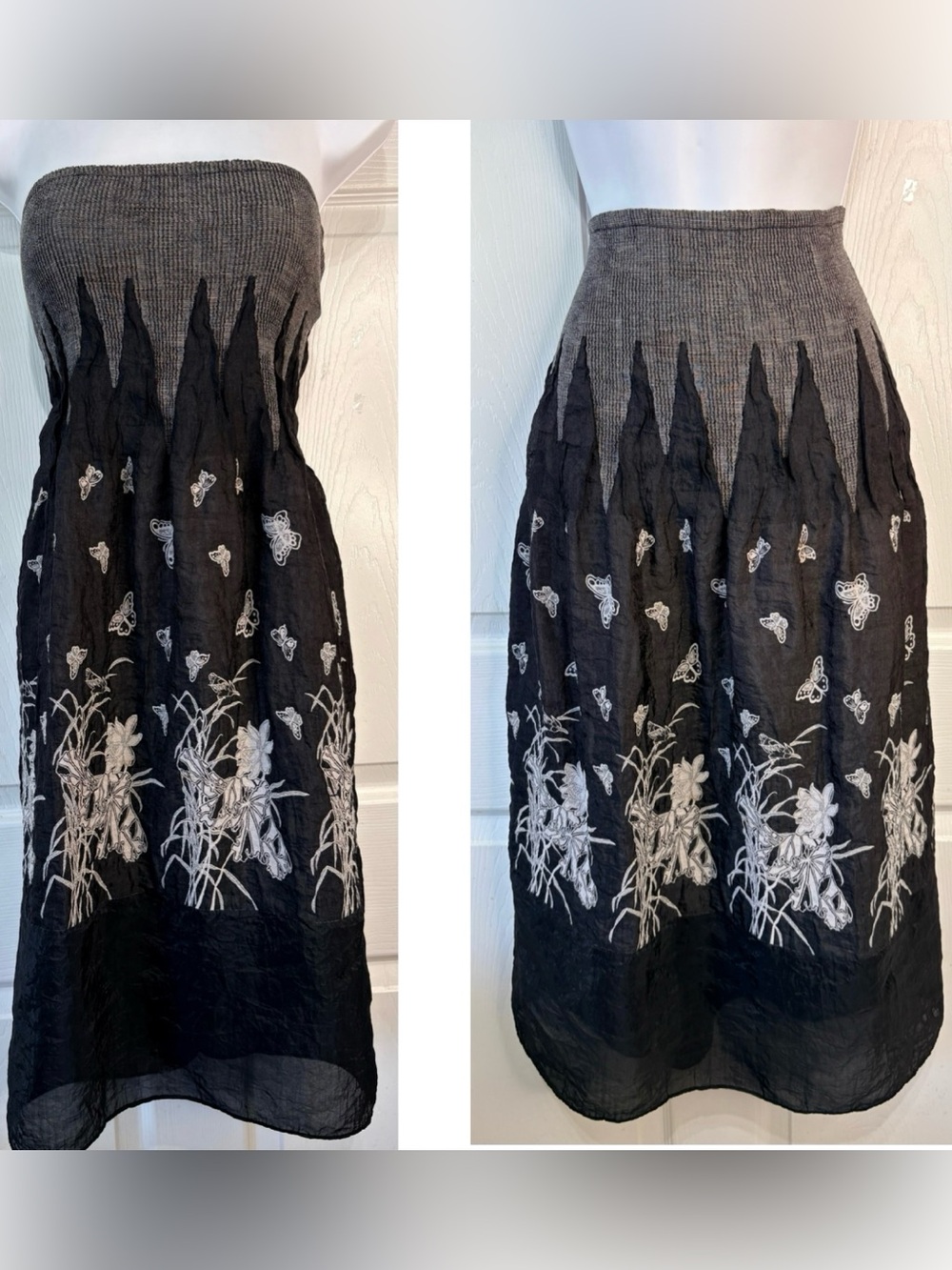 Anthropologie Lapis Butterfly Garden  Balletcore Fairy Convertible Midi Dress
